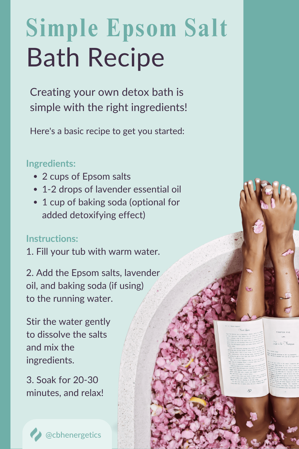 A simple epsom salt soak recipe! Get the benefits of a detox baths!