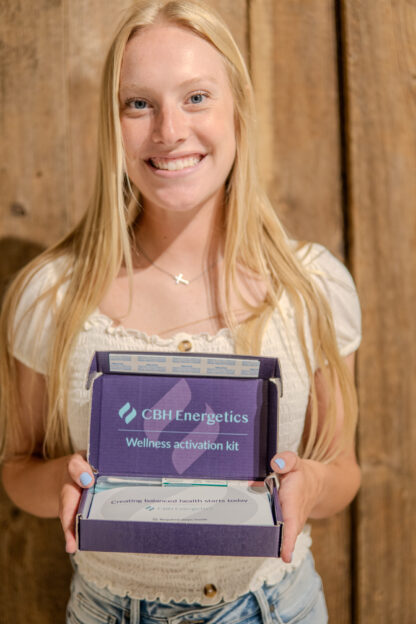 Girl holding bioenergetic test kit