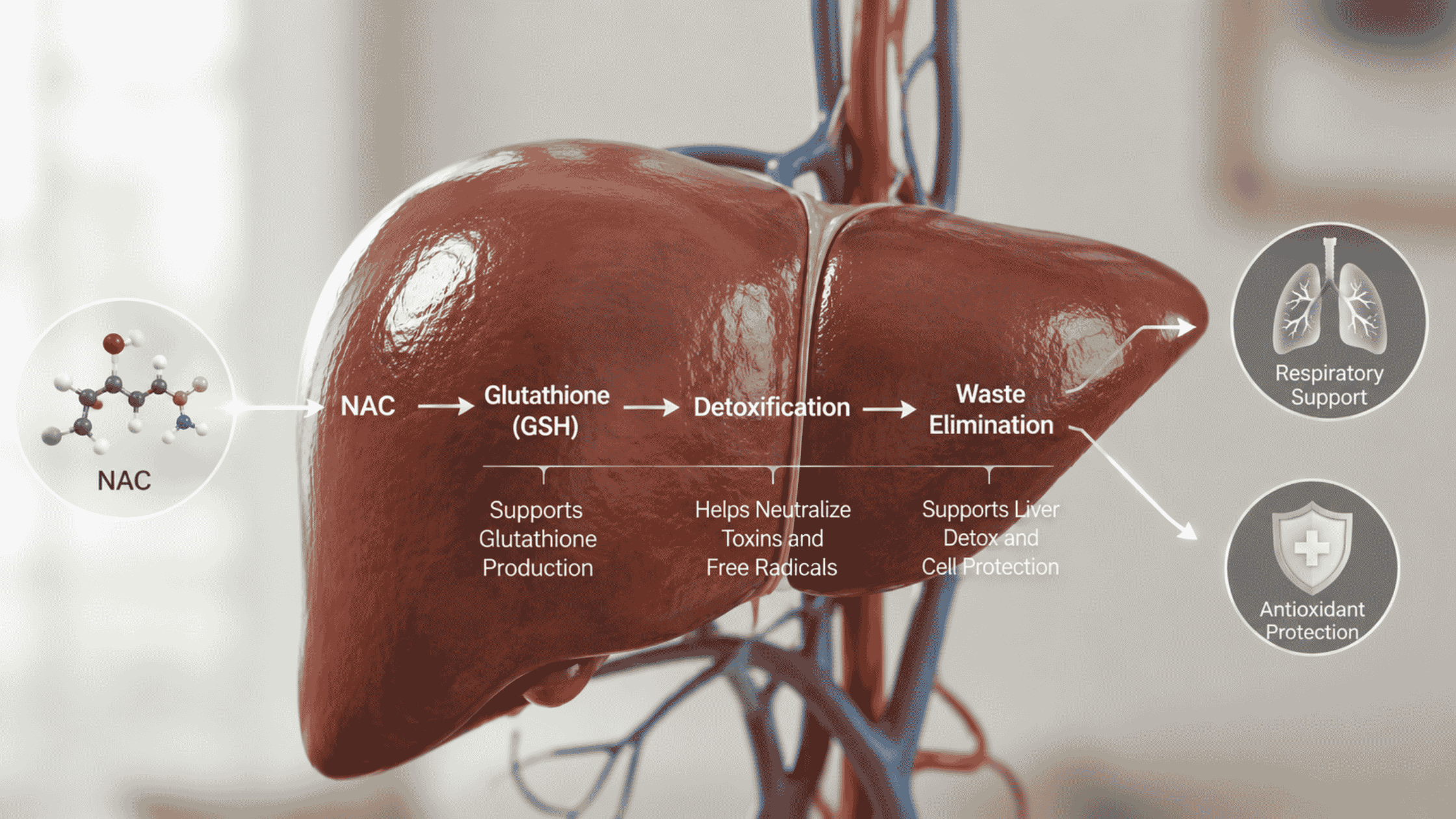 How NAC benefits liver detoxification and respiratory function through glutathione production