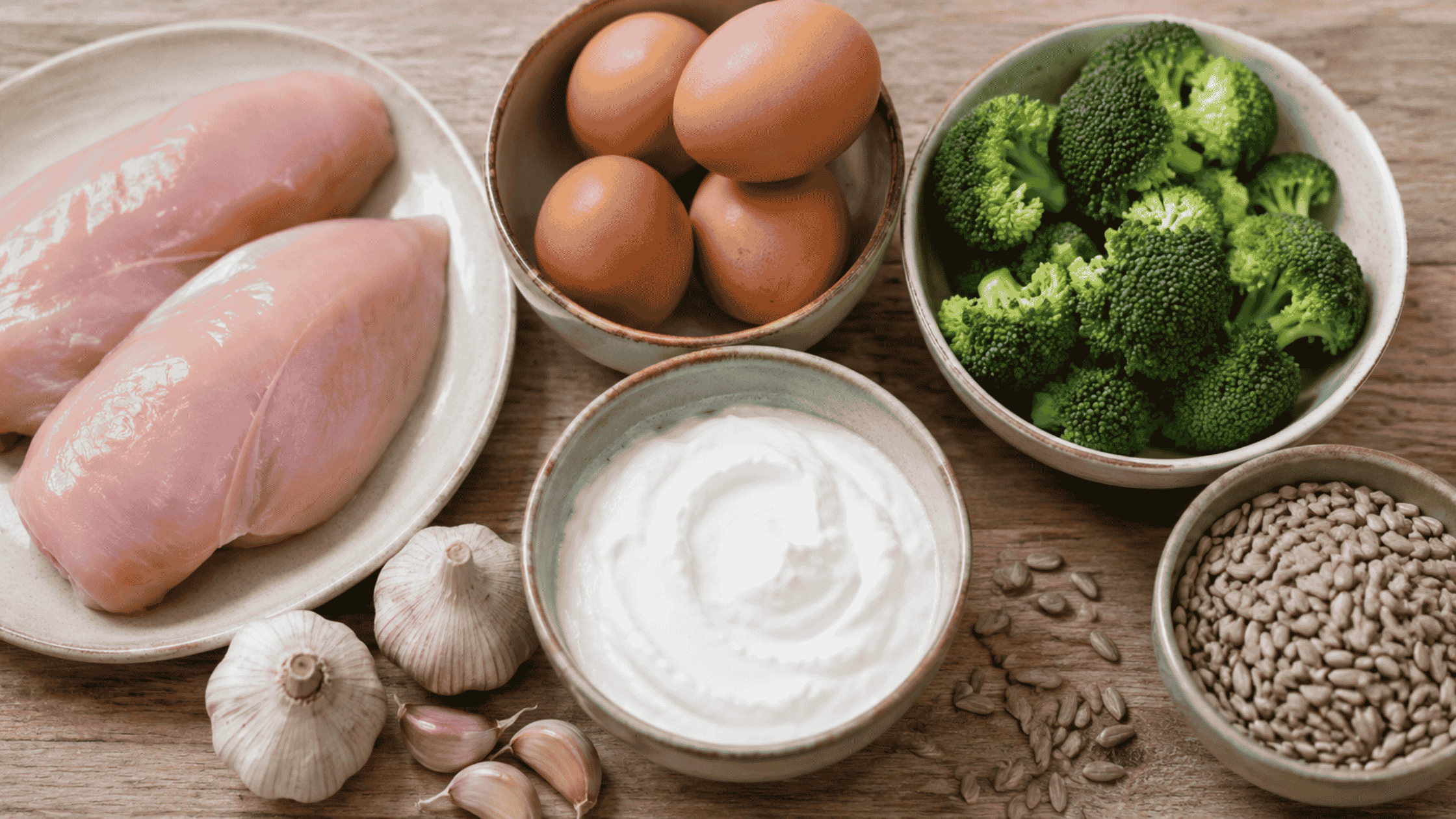 Natural food sources of NAC and cysteine including poultry, eggs, yogurt, and cruciferous vegetables
