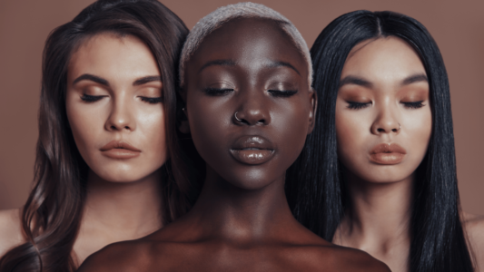 3 faces of women of mixed race