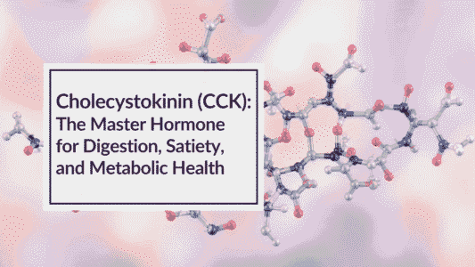 Medical illustrated picture of a chain of atoms to represent the hormone cholecystokinin