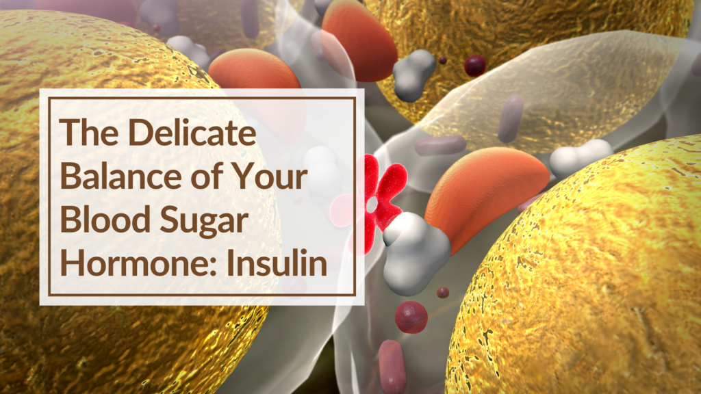 Colorful depiction of insulin and the blood sugar hormone insulin
