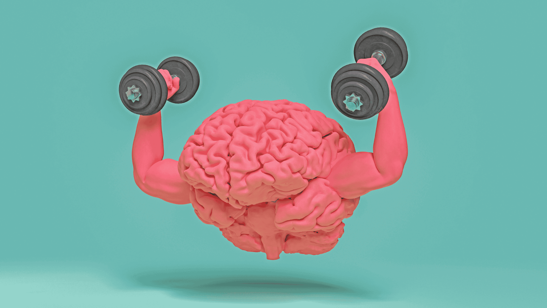 This is rendering of a brain that has "arms" and is lifting weights. 