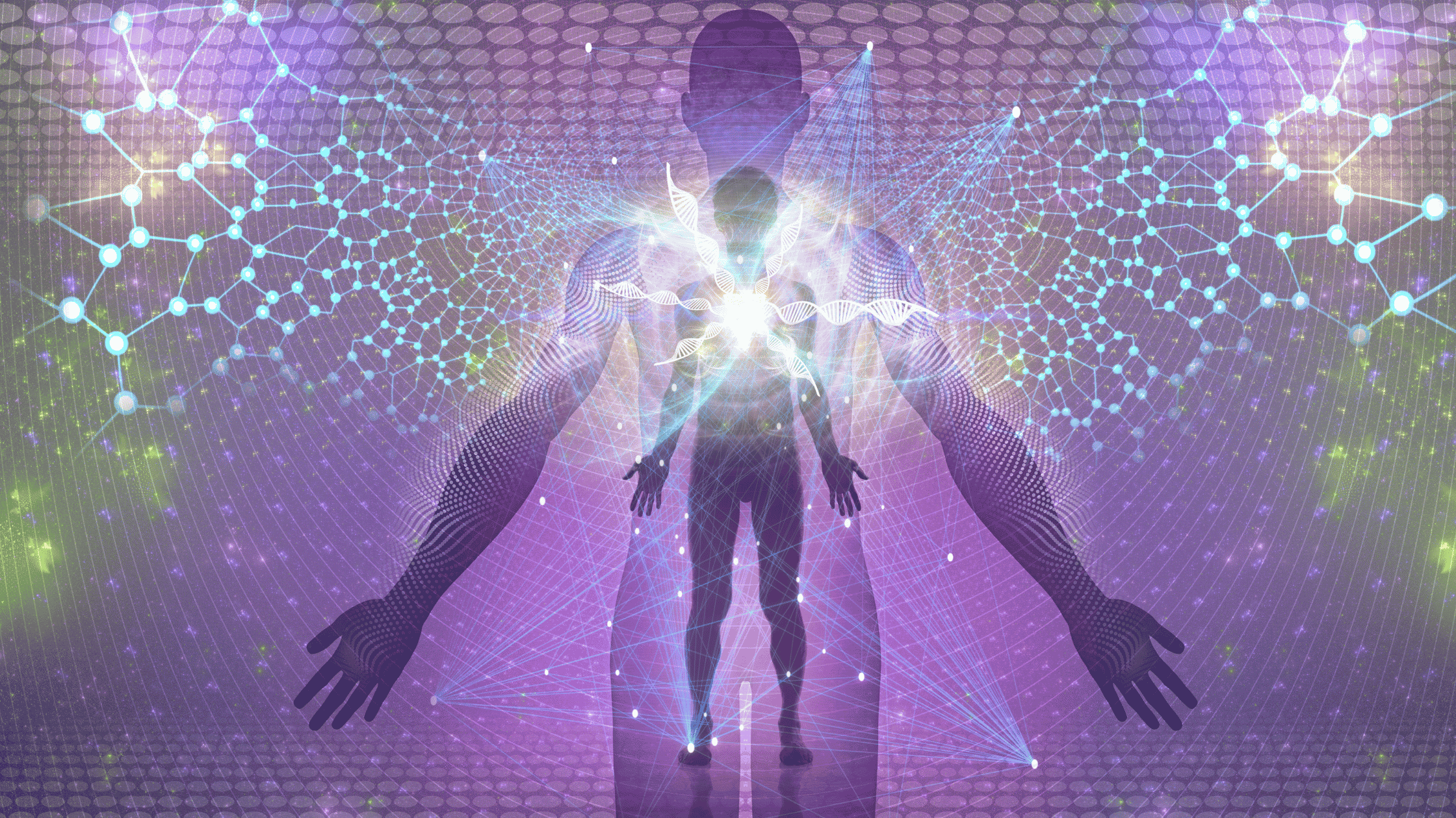 digital rendering of energy and or light emitting from the body